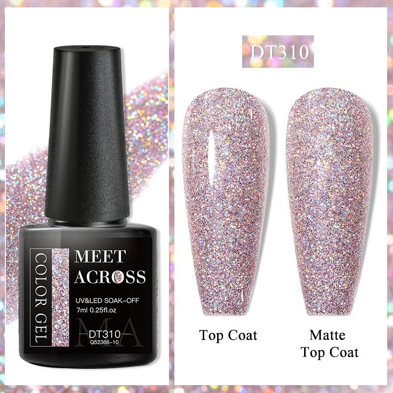 MEET ACROSS 7ml Gel Nail Polish Spring 140 Colors For Fall Decoration Semi Permanent Matte Top Coat Nail Art UV Gel Varnish - Paola Center