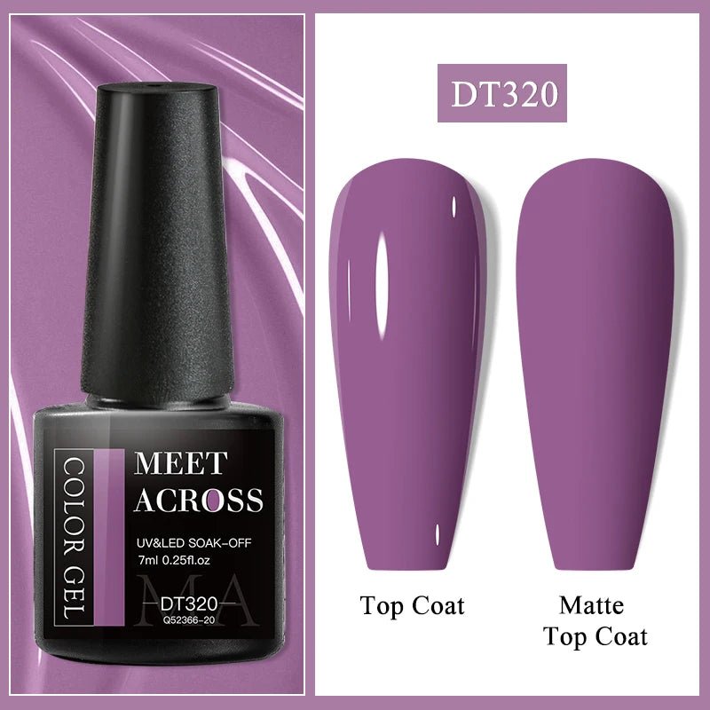 MEET ACROSS 7ml Gel Nail Polish Spring 140 Colors For Fall Decoration Semi Permanent Matte Top Coat Nail Art UV Gel Varnish - Paola Center