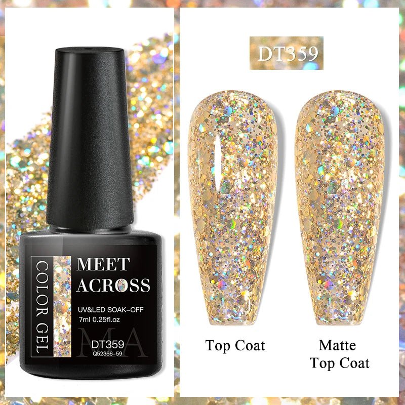 MEET ACROSS 7ml Gel Nail Polish Spring 140 Colors For Fall Decoration Semi Permanent Matte Top Coat Nail Art UV Gel Varnish - Paola Center