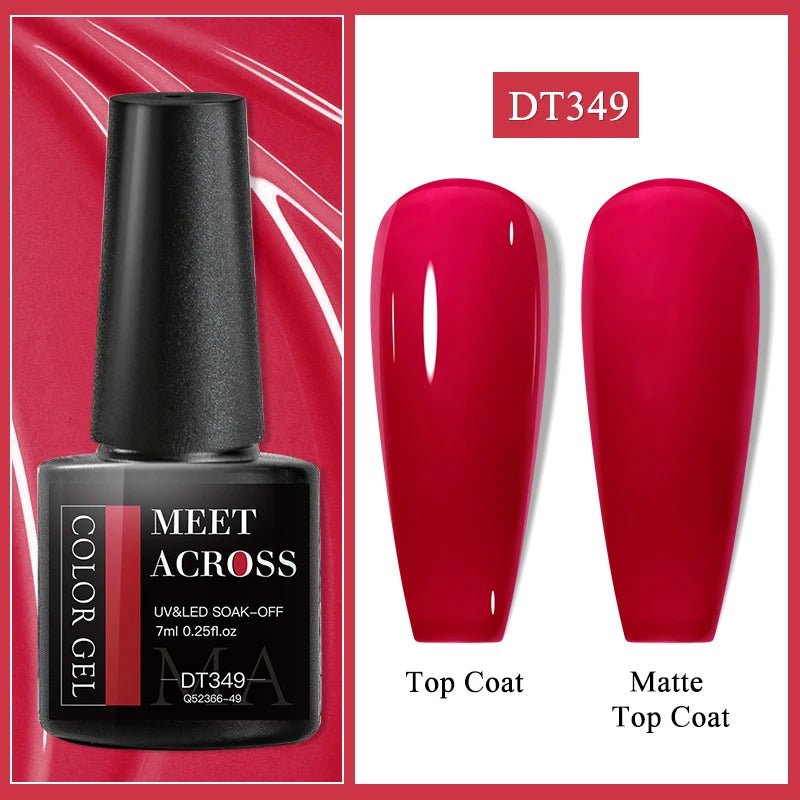 MEET ACROSS 7ml Gel Nail Polish Spring 140 Colors For Fall Decoration Semi Permanent Matte Top Coat Nail Art UV Gel Varnish - Paola Center