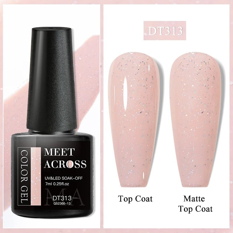 MEET ACROSS 7ml Gel Nail Polish Spring 140 Colors For Fall Decoration Semi Permanent Matte Top Coat Nail Art UV Gel Varnish - Paola Center