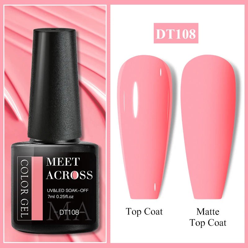 MEET ACROSS 7ml Gel Nail Polish Spring 140 Colors For Fall Decoration Semi Permanent Matte Top Coat Nail Art UV Gel Varnish - Paola Center