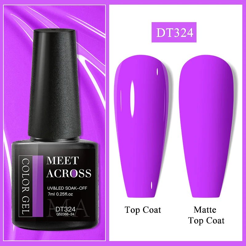 MEET ACROSS 7ml Gel Nail Polish Spring 140 Colors For Fall Decoration Semi Permanent Matte Top Coat Nail Art UV Gel Varnish - Paola Center