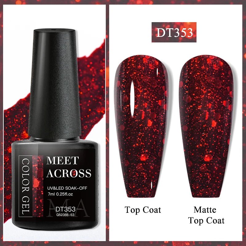 MEET ACROSS 7ml Gel Nail Polish Spring 140 Colors For Fall Decoration Semi Permanent Matte Top Coat Nail Art UV Gel Varnish - Paola Center