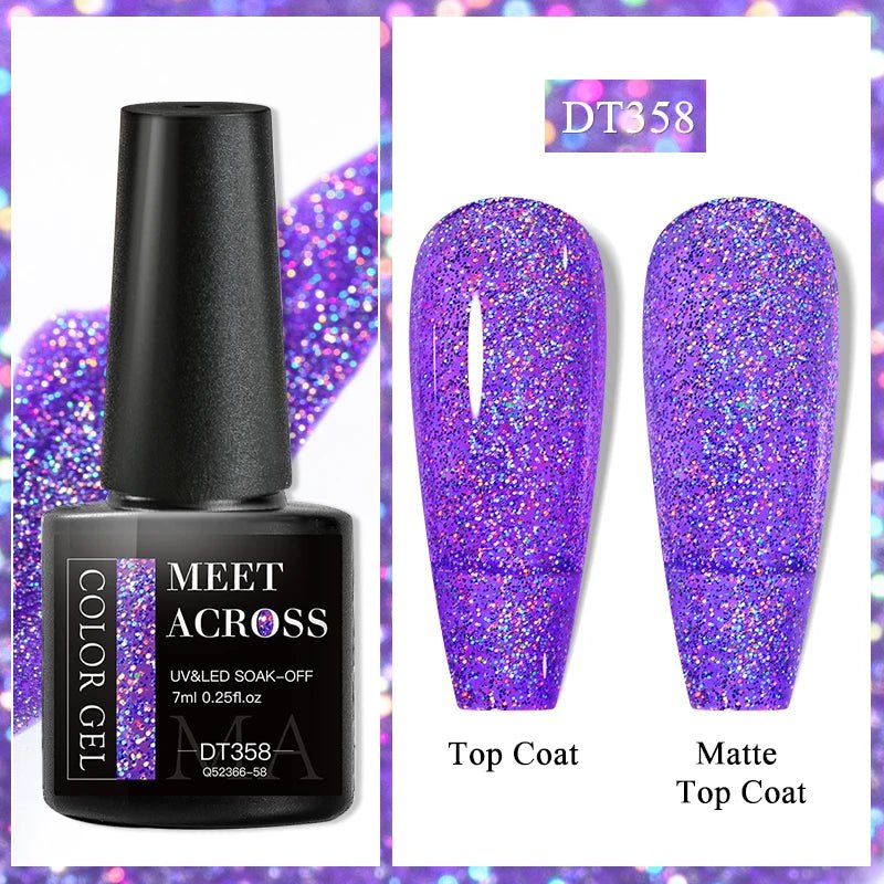 MEET ACROSS 7ml Gel Nail Polish Spring 140 Colors For Fall Decoration Semi Permanent Matte Top Coat Nail Art UV Gel Varnish - Paola Center