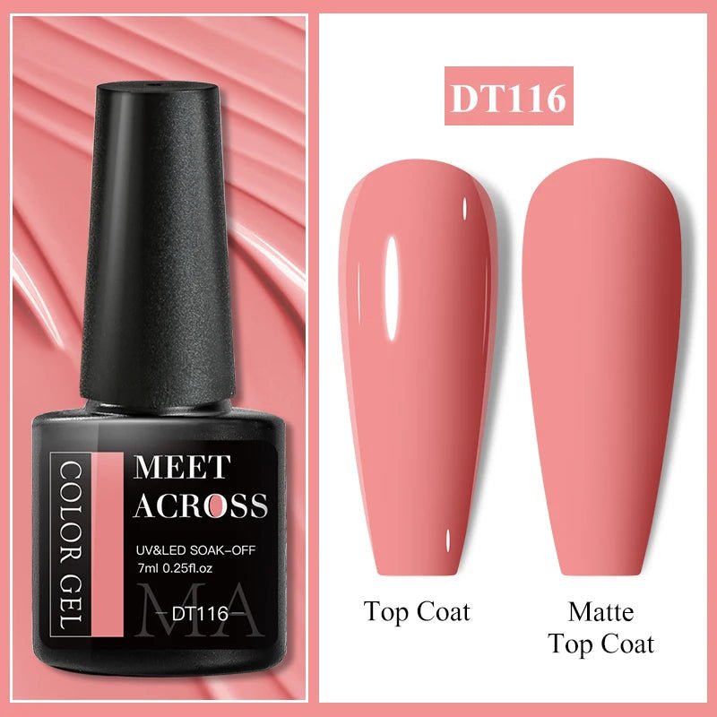 MEET ACROSS 7ml Gel Nail Polish Spring 140 Colors For Fall Decoration Semi Permanent Matte Top Coat Nail Art UV Gel Varnish - Paola Center