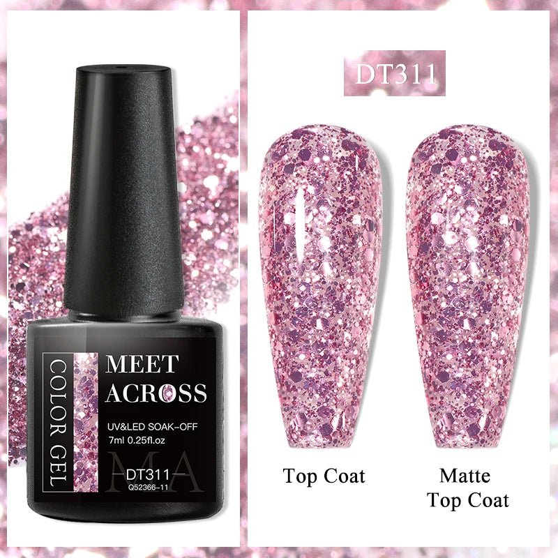 MEET ACROSS 7ml Gel Nail Polish Spring 140 Colors For Fall Decoration Semi Permanent Matte Top Coat Nail Art UV Gel Varnish - Paola Center