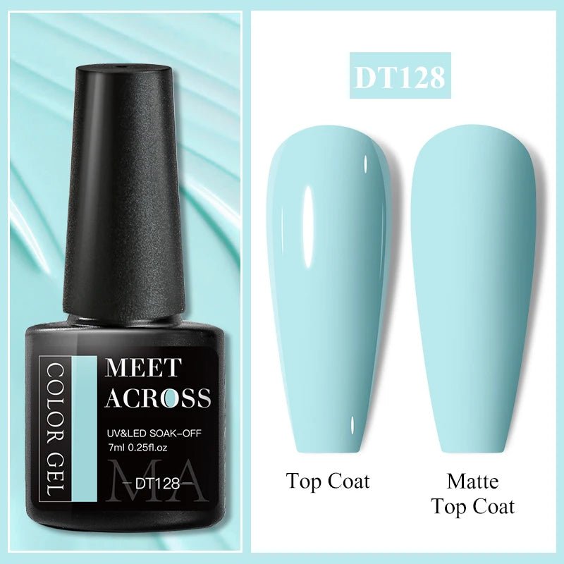 MEET ACROSS 7ml Gel Nail Polish Spring 140 Colors For Fall Decoration Semi Permanent Matte Top Coat Nail Art UV Gel Varnish - Paola Center
