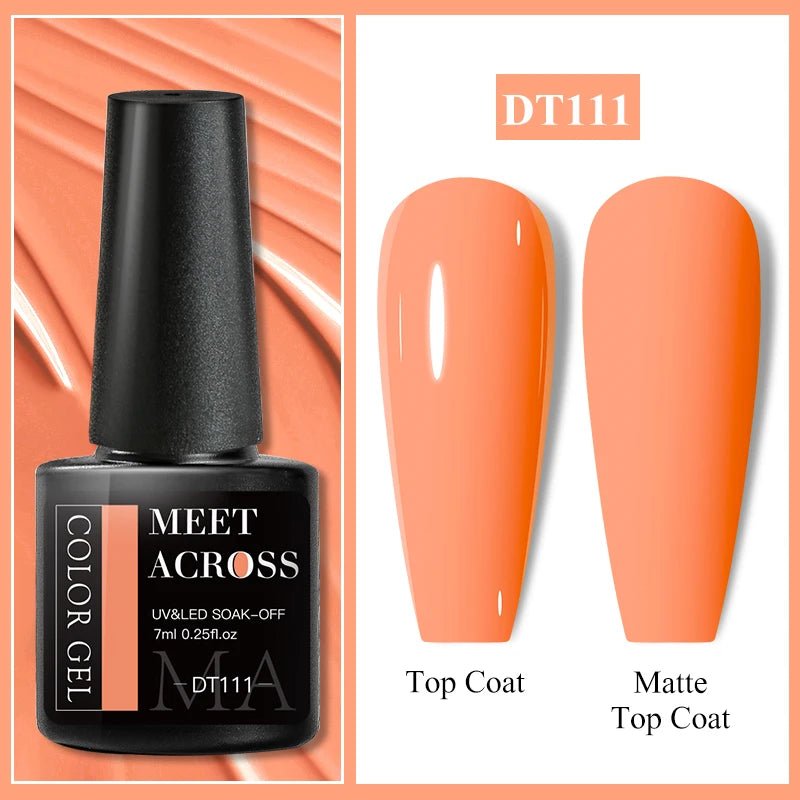 MEET ACROSS 7ml Gel Nail Polish Spring 140 Colors For Fall Decoration Semi Permanent Matte Top Coat Nail Art UV Gel Varnish - Paola Center