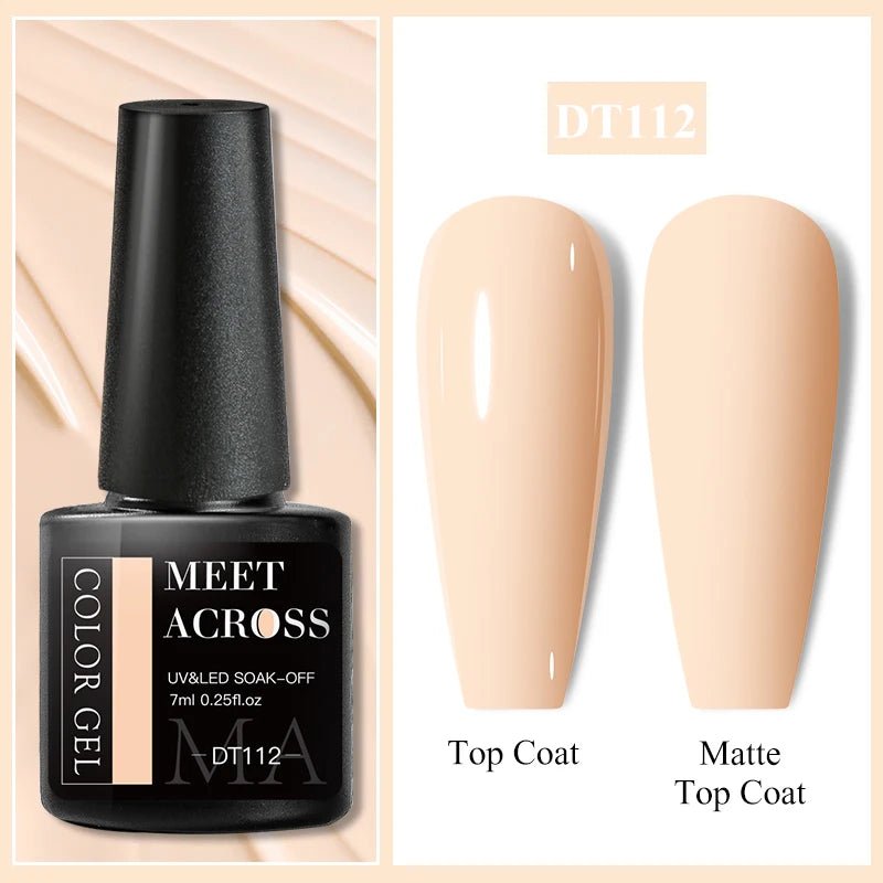 MEET ACROSS 7ml Gel Nail Polish Spring 140 Colors For Fall Decoration Semi Permanent Matte Top Coat Nail Art UV Gel Varnish - Paola Center