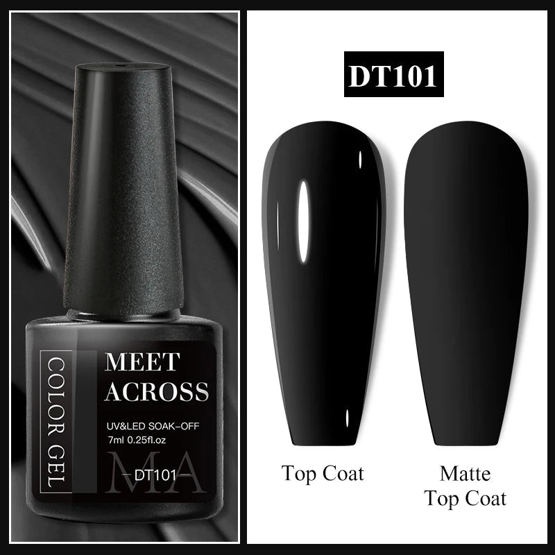 MEET ACROSS 7ml Gel Nail Polish Spring 140 Colors For Fall Decoration Semi Permanent Matte Top Coat Nail Art UV Gel Varnish - Paola Center