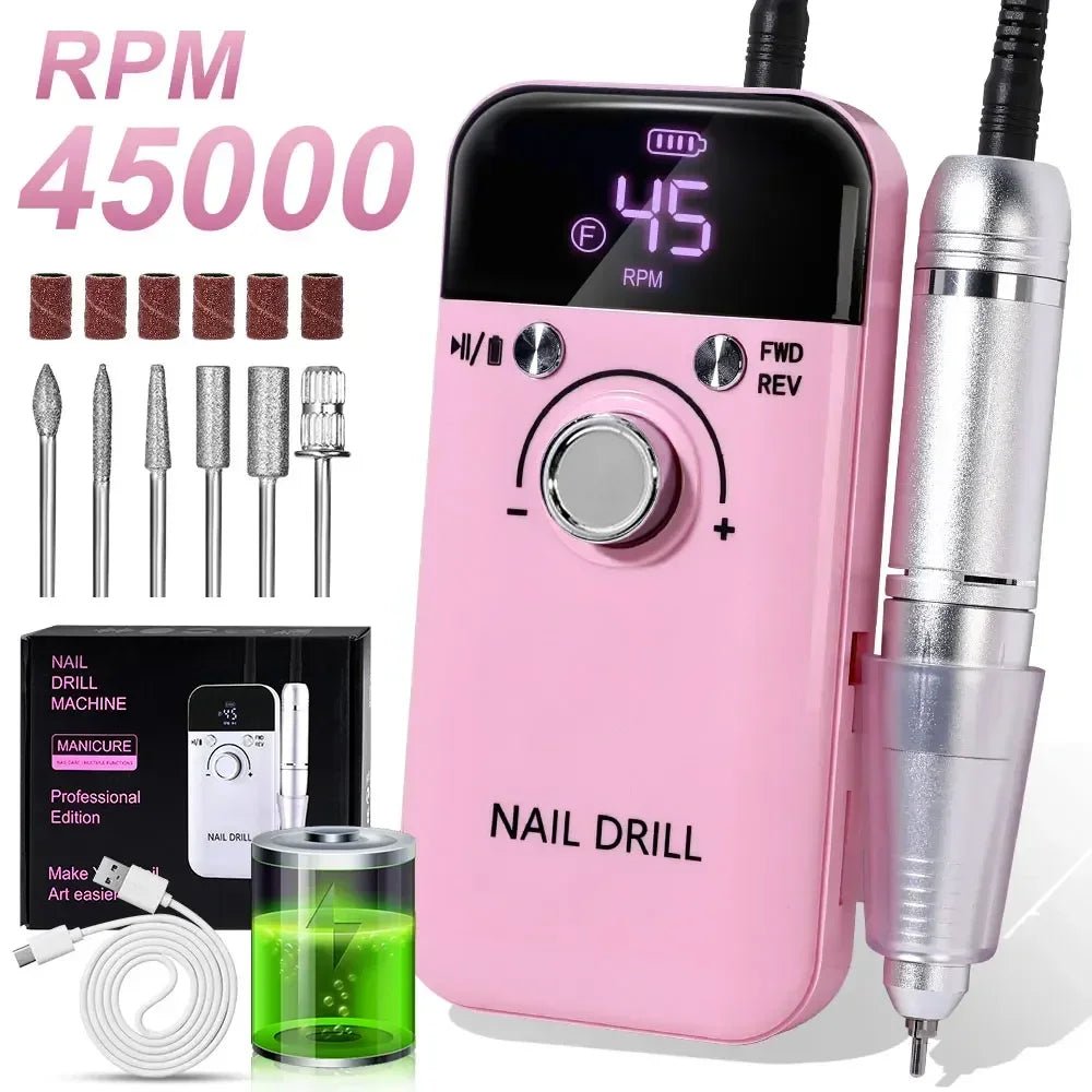 Pink Nail Drill Machine for Luxury Nails and Hailey Bieber Nails with Nail Art Supplies