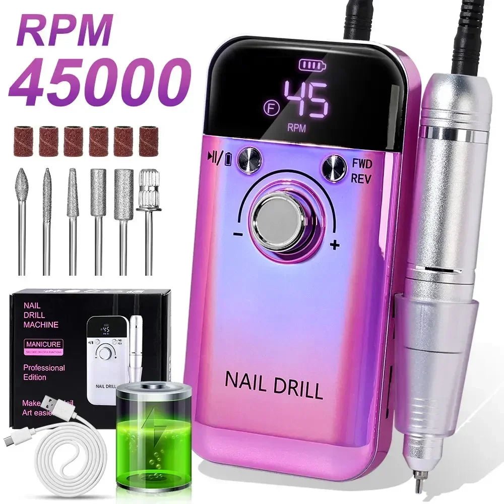 Professional Nail Drill Machine with 45000 RPM for Luxury Nails and Hailey Bieber Nails Art Supplies