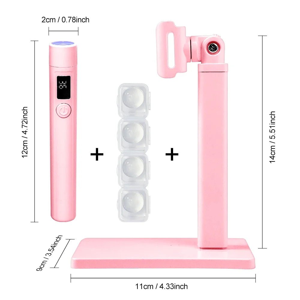 Paola Center pink Nail Art UV LED Light with stand and nail soaking cups compact design