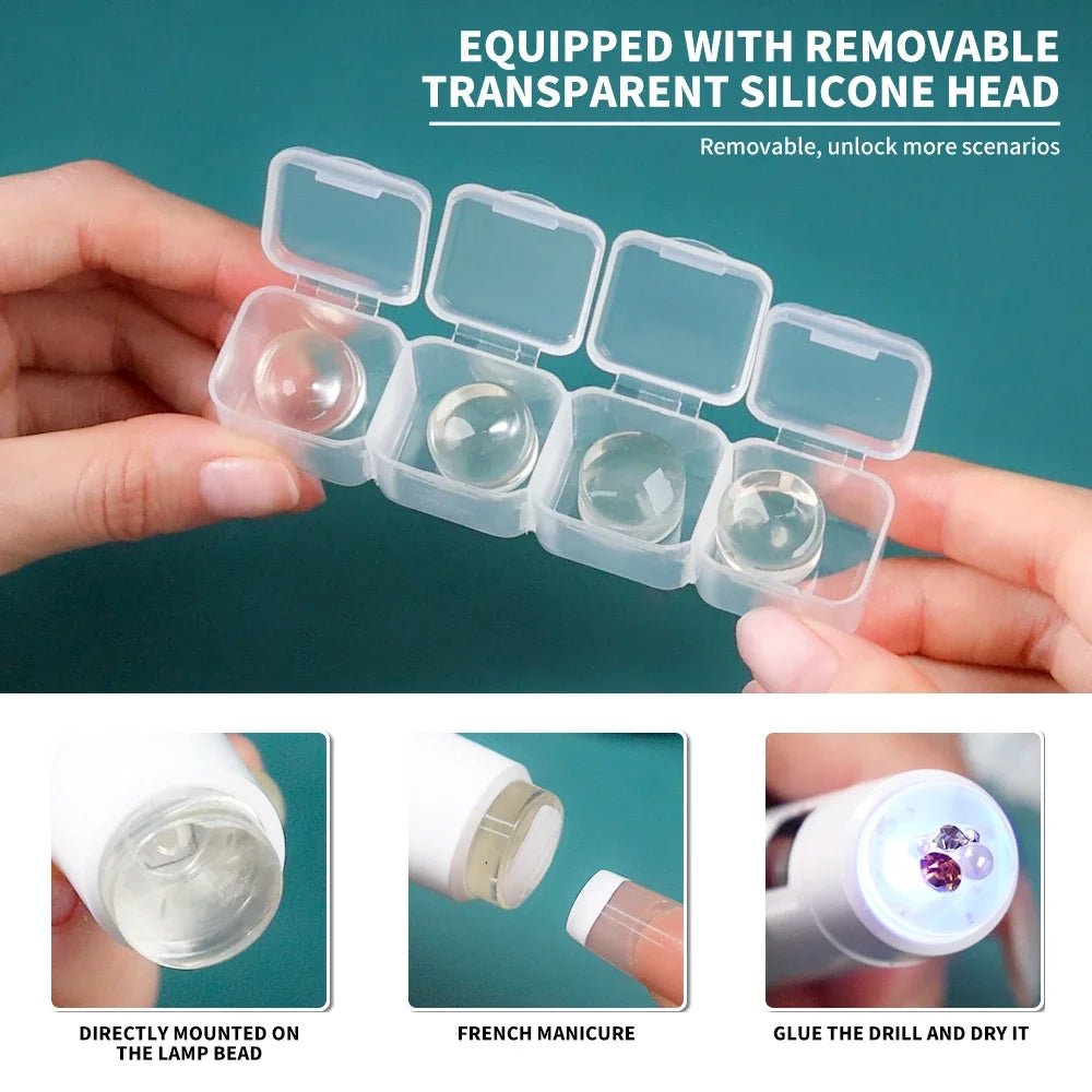 Removable transparent silicone heads for Nail Art UV LED Light used for French manicure and nail drill drying