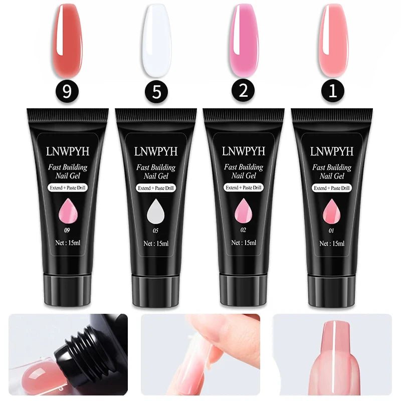 Nail Polish Kit Acrylic Nail Kit Poly Nail Gel Set With Nail Lamp Nails Extension Glitter Gel UV Building Gel Manicure Tools Set - Paola Center