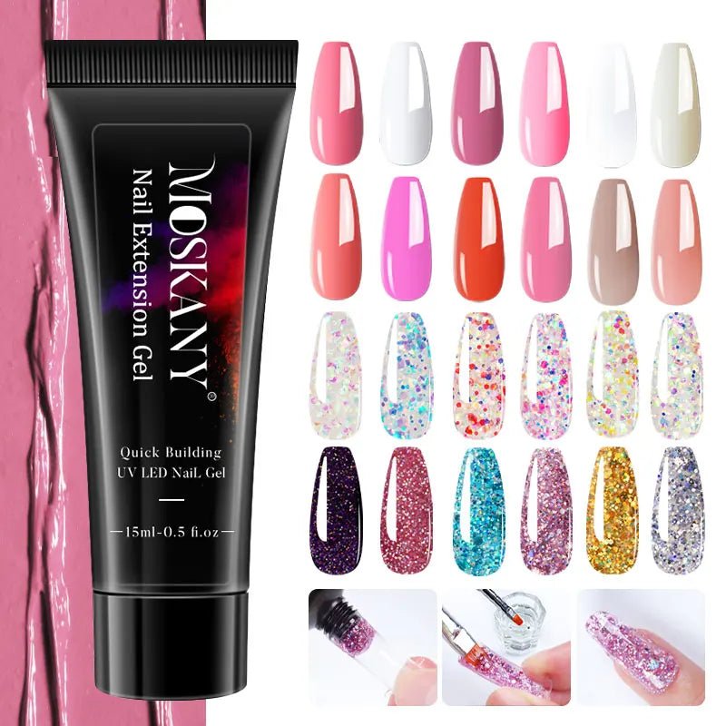 Poly Nail Gel Full Set With 6W LED Lamp Nail Set For Beginner Nail Tips Art 3D Design Decoration Extension Manicure Tools Kit - Paola Center