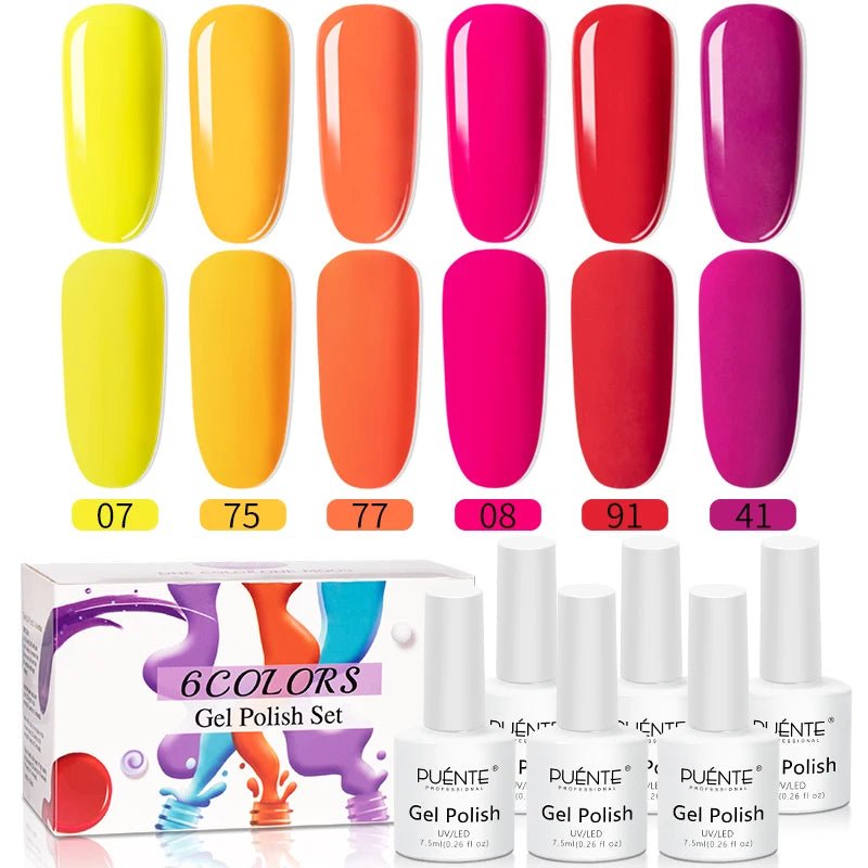 PUENTE 6Pcs Aurora Shell Thread Cat Magnetic Gel Polish Set With Magnet Glitter Pearl Cat Eye Gel Soak Off Nail Art Varnish Kit - Paola Center