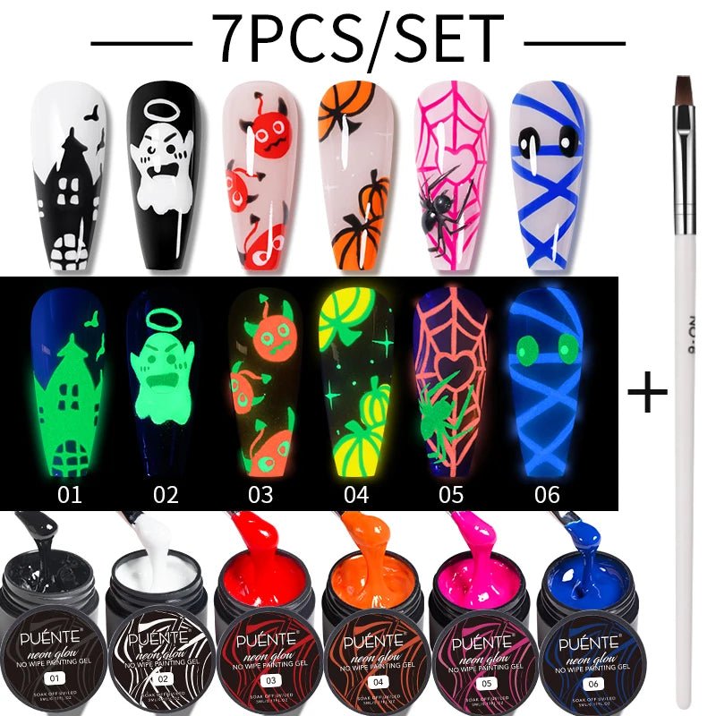 PUENTE 6Pcs Aurora Shell Thread Cat Magnetic Gel Polish Set With Magnet Glitter Pearl Cat Eye Gel Soak Off Nail Art Varnish Kit - Paola Center