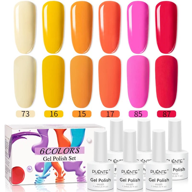 PUENTE 6Pcs Aurora Shell Thread Cat Magnetic Gel Polish Set With Magnet Glitter Pearl Cat Eye Gel Soak Off Nail Art Varnish Kit - Paola Center