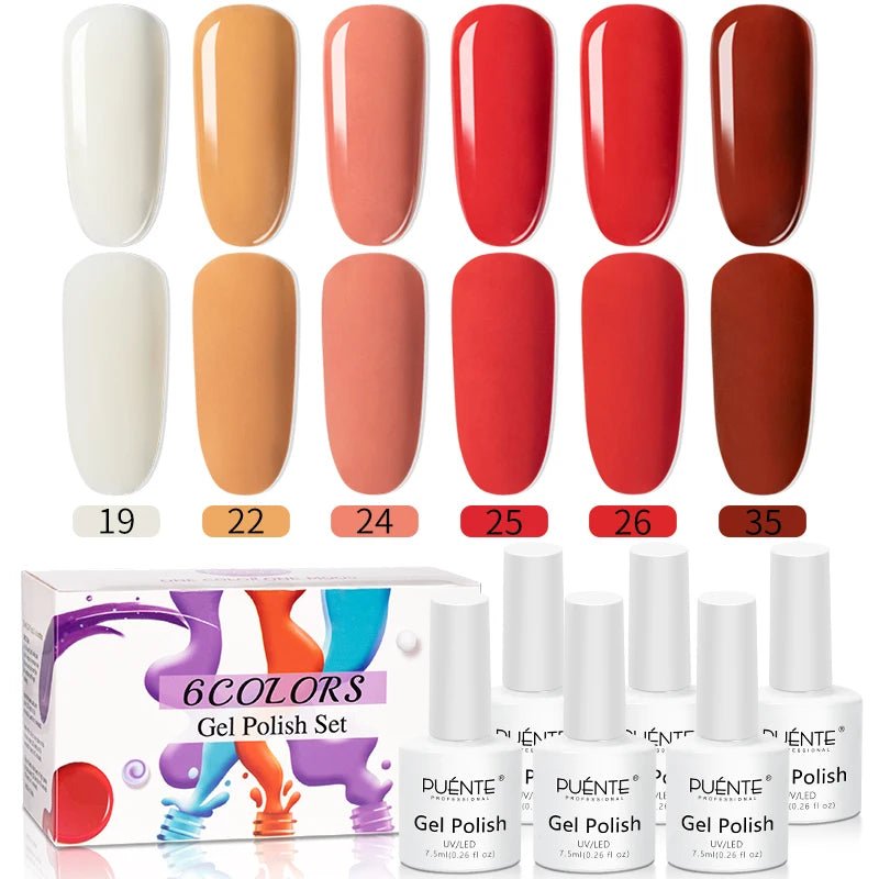 PUENTE 6Pcs Aurora Shell Thread Cat Magnetic Gel Polish Set With Magnet Glitter Pearl Cat Eye Gel Soak Off Nail Art Varnish Kit - Paola Center