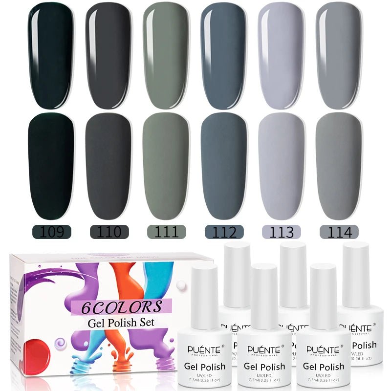 PUENTE 6Pcs Aurora Shell Thread Cat Magnetic Gel Polish Set With Magnet Glitter Pearl Cat Eye Gel Soak Off Nail Art Varnish Kit - Paola Center