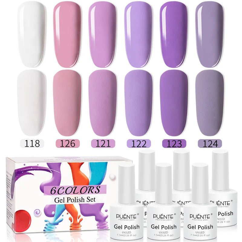 PUENTE 6Pcs Aurora Shell Thread Cat Magnetic Gel Polish Set With Magnet Glitter Pearl Cat Eye Gel Soak Off Nail Art Varnish Kit - Paola Center