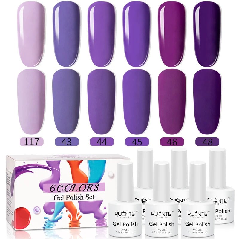 PUENTE 6Pcs Aurora Shell Thread Cat Magnetic Gel Polish Set With Magnet Glitter Pearl Cat Eye Gel Soak Off Nail Art Varnish Kit - Paola Center