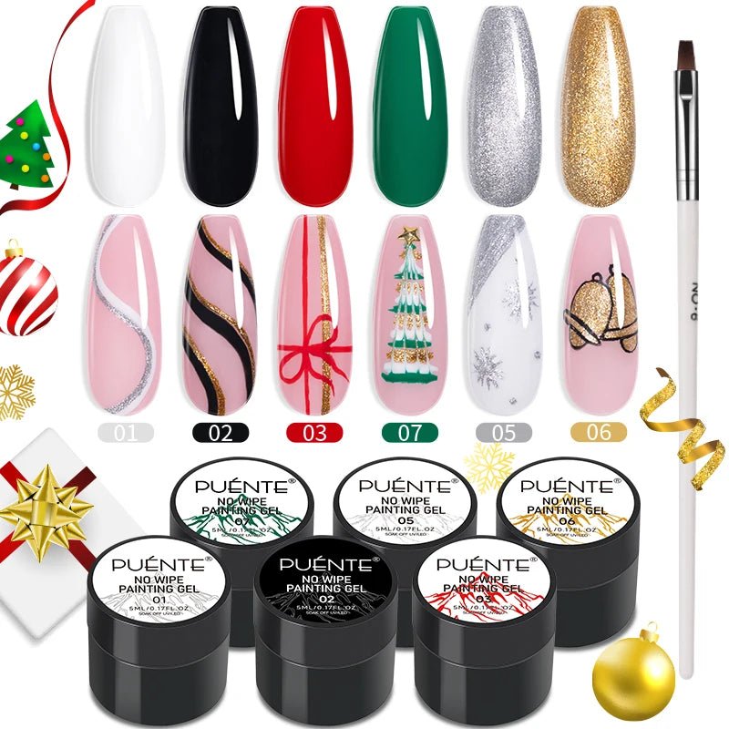 PUENTE 6Pcs Aurora Shell Thread Cat Magnetic Gel Polish Set With Magnet Glitter Pearl Cat Eye Gel Soak Off Nail Art Varnish Kit - Paola Center