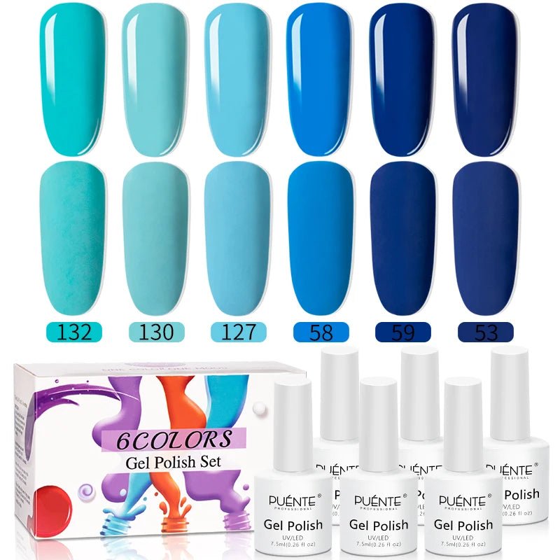 PUENTE 6Pcs Aurora Shell Thread Cat Magnetic Gel Polish Set With Magnet Glitter Pearl Cat Eye Gel Soak Off Nail Art Varnish Kit - Paola Center