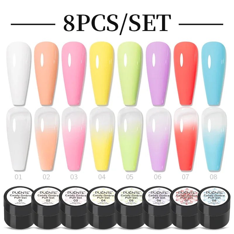 PUENTE 6Pcs Aurora Shell Thread Cat Magnetic Gel Polish Set With Magnet Glitter Pearl Cat Eye Gel Soak Off Nail Art Varnish Kit - Paola Center