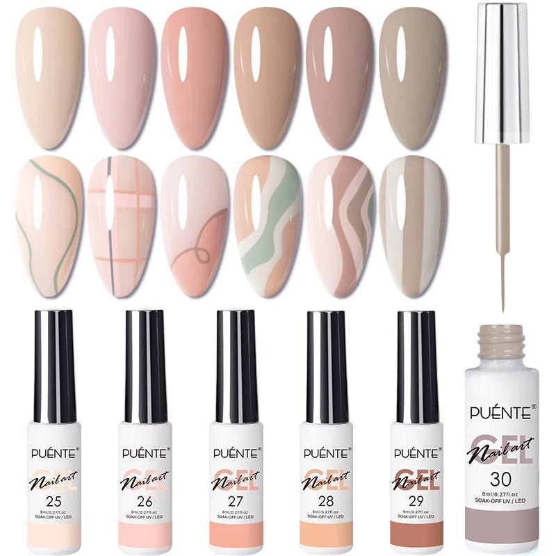 PUENTE 6Pcs Aurora Shell Thread Cat Magnetic Gel Polish Set With Magnet Glitter Pearl Cat Eye Gel Soak Off Nail Art Varnish Kit - Paola Center