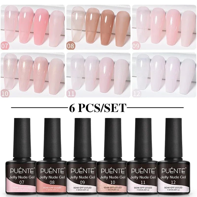 PUENTE 6Pcs Aurora Shell Thread Cat Magnetic Gel Polish Set With Magnet Glitter Pearl Cat Eye Gel Soak Off Nail Art Varnish Kit - Paola Center