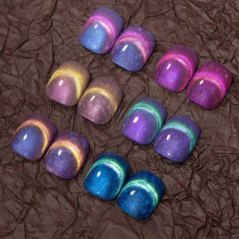 PUENTE 6Pcs Aurora Shell Thread Cat Magnetic Gel Polish Set With Magnet Glitter Pearl Cat Eye Gel Soak Off Nail Art Varnish Kit - Paola Center