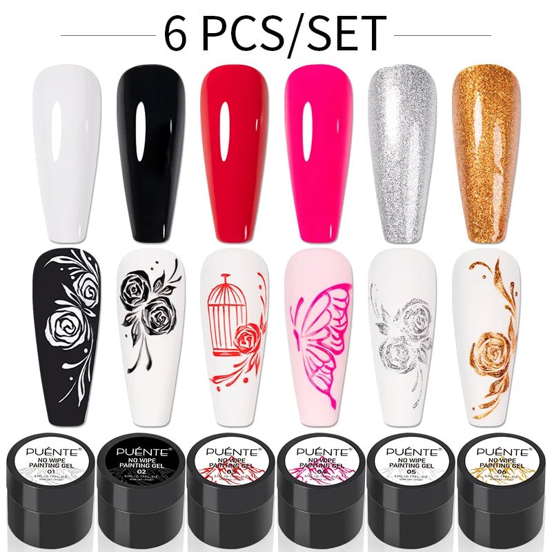 PUENTE 6Pcs Aurora Shell Thread Cat Magnetic Gel Polish Set With Magnet Glitter Pearl Cat Eye Gel Soak Off Nail Art Varnish Kit - Paola Center