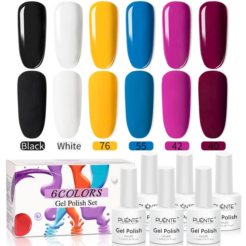 PUENTE 6Pcs Aurora Shell Thread Cat Magnetic Gel Polish Set With Magnet Glitter Pearl Cat Eye Gel Soak Off Nail Art Varnish Kit - Paola Center