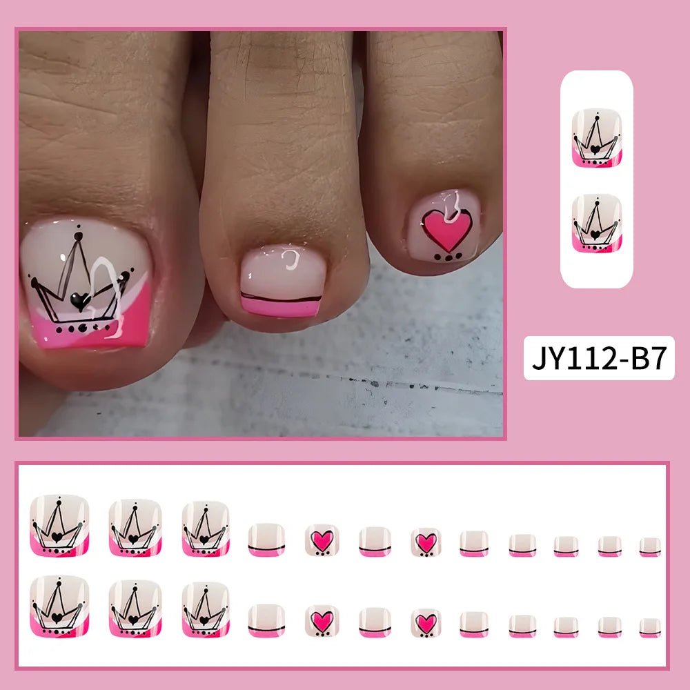 Summer Beach Toe False Nail Press on Nails 24 Pcs Fake Nails Set Shell Design Decorated Toe Nails Acrylic Stick on Toe Nail - Paola Center