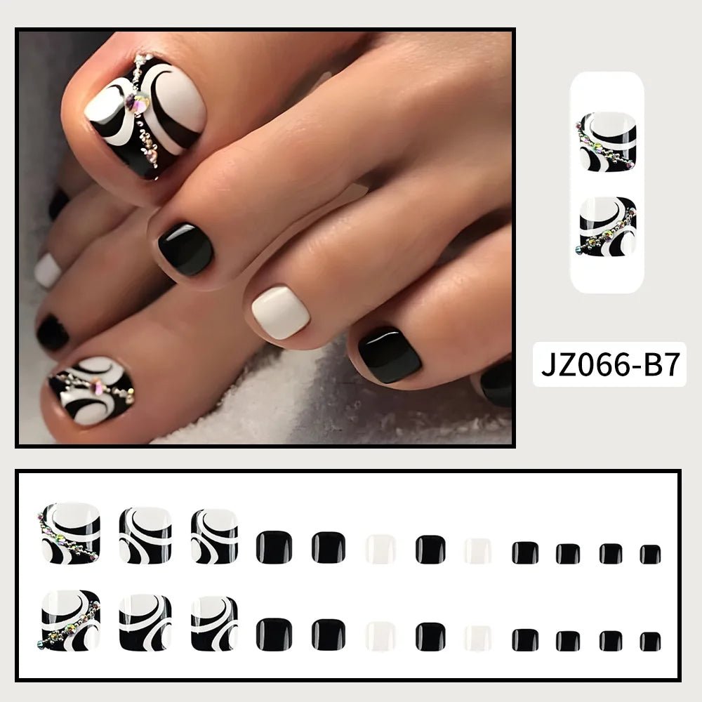 Summer Beach Toe False Nail Press on Nails 24 Pcs Fake Nails Set Shell Design Decorated Toe Nails Acrylic Stick on Toe Nail - Paola Center