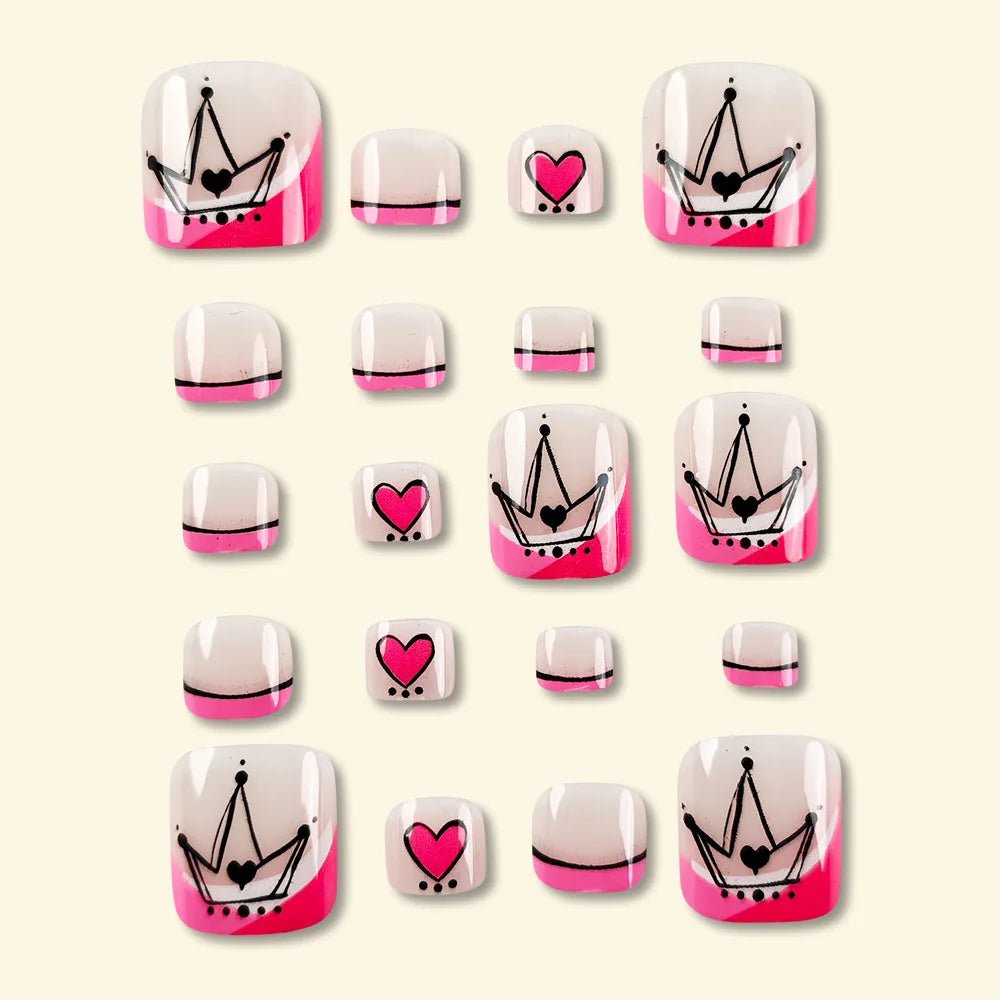 Summer Beach Toe False Nail Press on Nails 24 Pcs Fake Nails Set Shell Design Decorated Toe Nails Acrylic Stick on Toe Nail - Paola Center