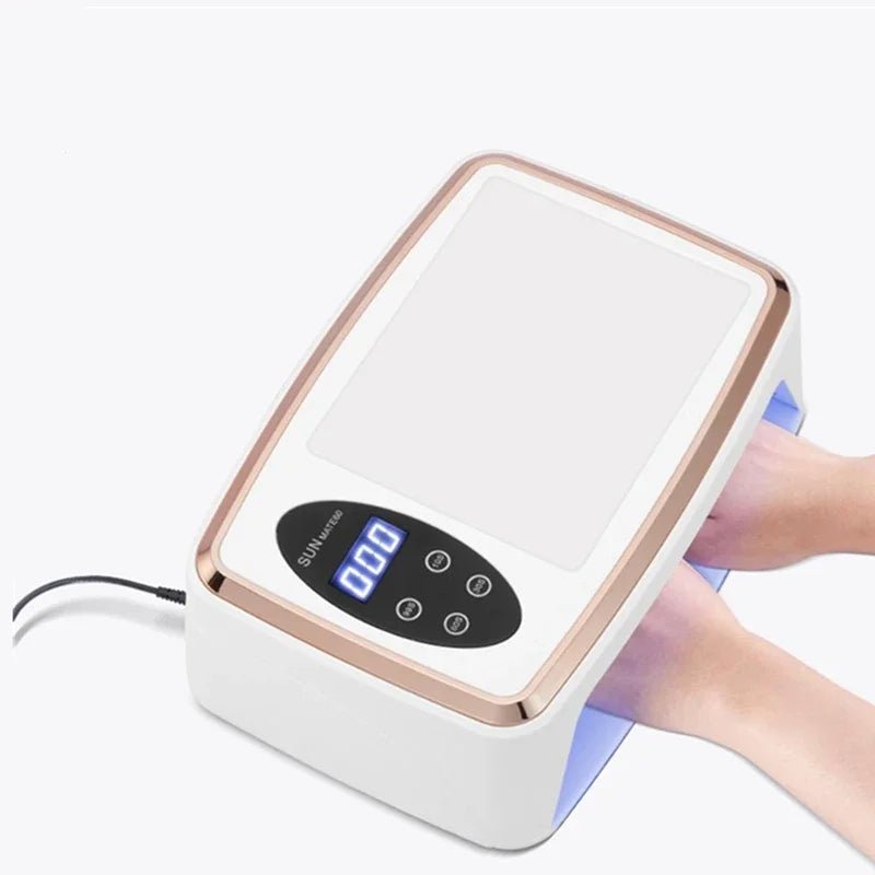 Paola Center gel polish uv light nail dryer with digital timer and hands inside curing nails