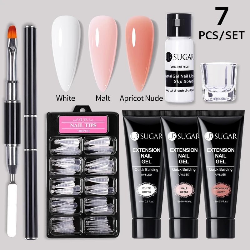 UR SUGAR 15ml Extension Nail Gel Set Full Manicure Kit Crystal Acrylic Quick Extension Nails Building Fingertips Tools Set - Paola Center