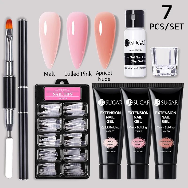 UR SUGAR 15ml Extension Nail Gel Set Full Manicure Kit Crystal Acrylic Quick Extension Nails Building Fingertips Tools Set - Paola Center