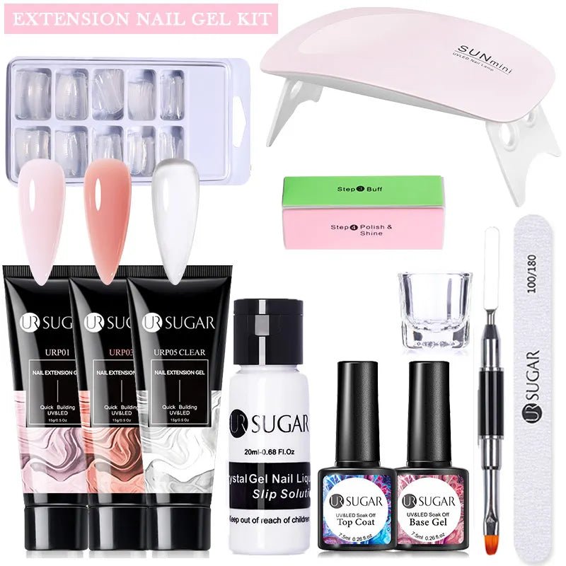 UR SUGAR 15ml Extension Nail Gel Set Full Manicure Kit Crystal Acrylic Quick Extension Nails Building Fingertips Tools Set - Paola Center