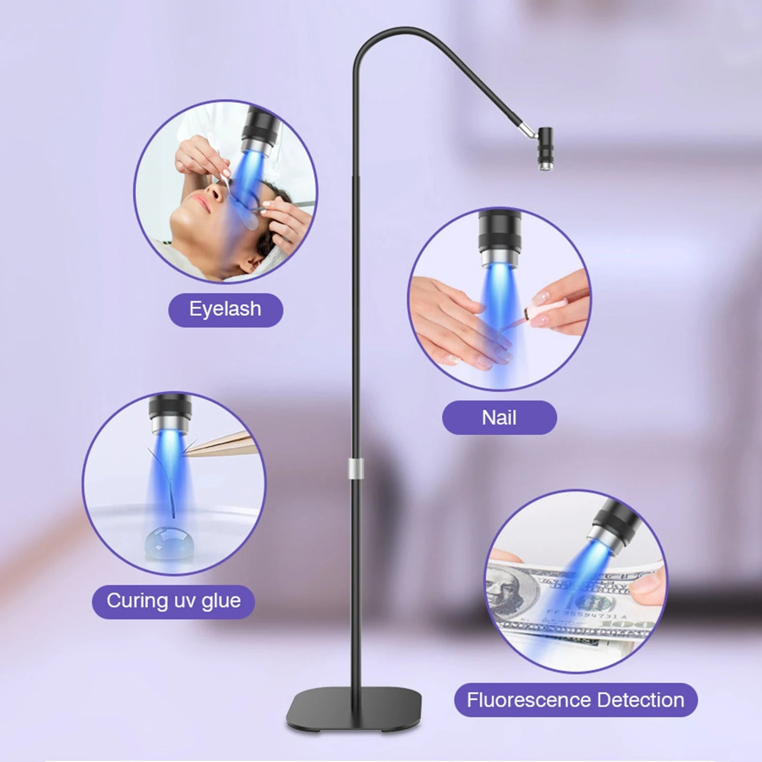 Paola Center fast nail dryer lamp with adjustable arm used for nails, eyelash curing, UV glue, and fluorescence detection