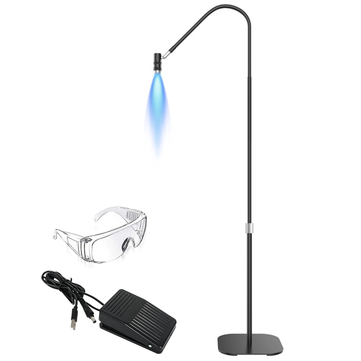 Paola Center fast nail dryer lamp with adjustable stand, safety glasses, and foot pedal controller