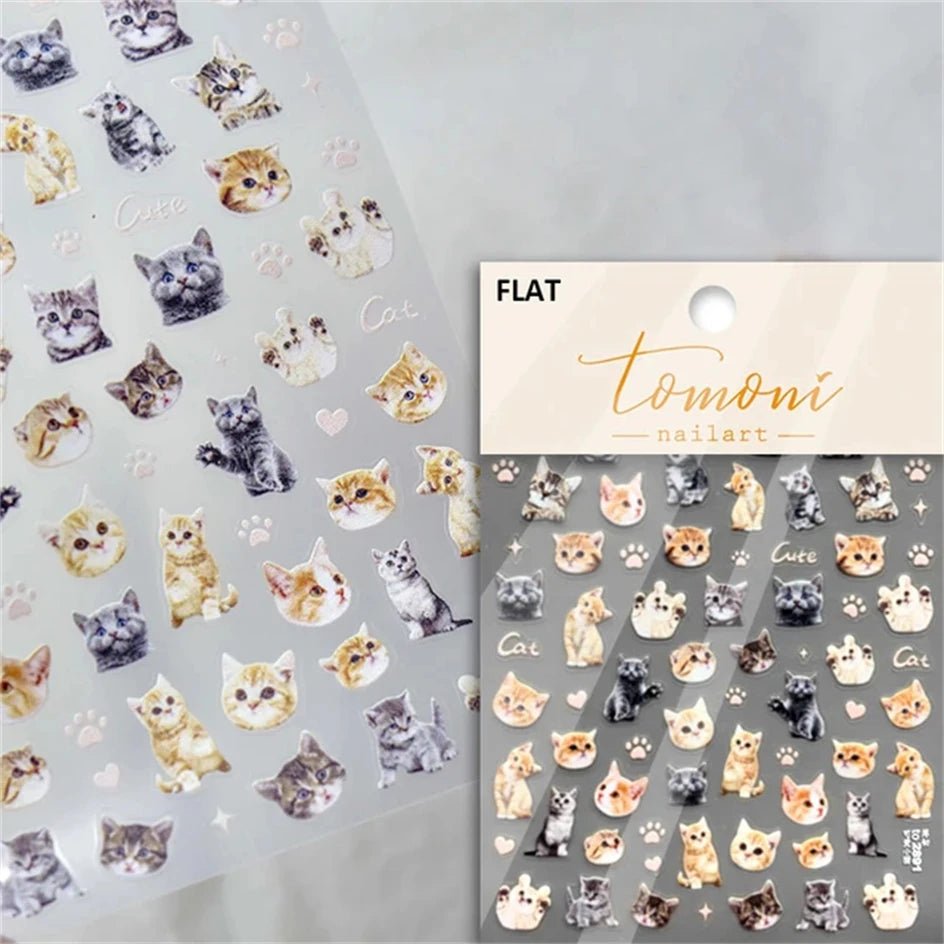 White Halo Dyeing Cat Face Cup Black Orange Toy Umbrella Love Heart Kitty Cake Embossed Relief Nail Art Stickers Manicure Decals - Paola Center
