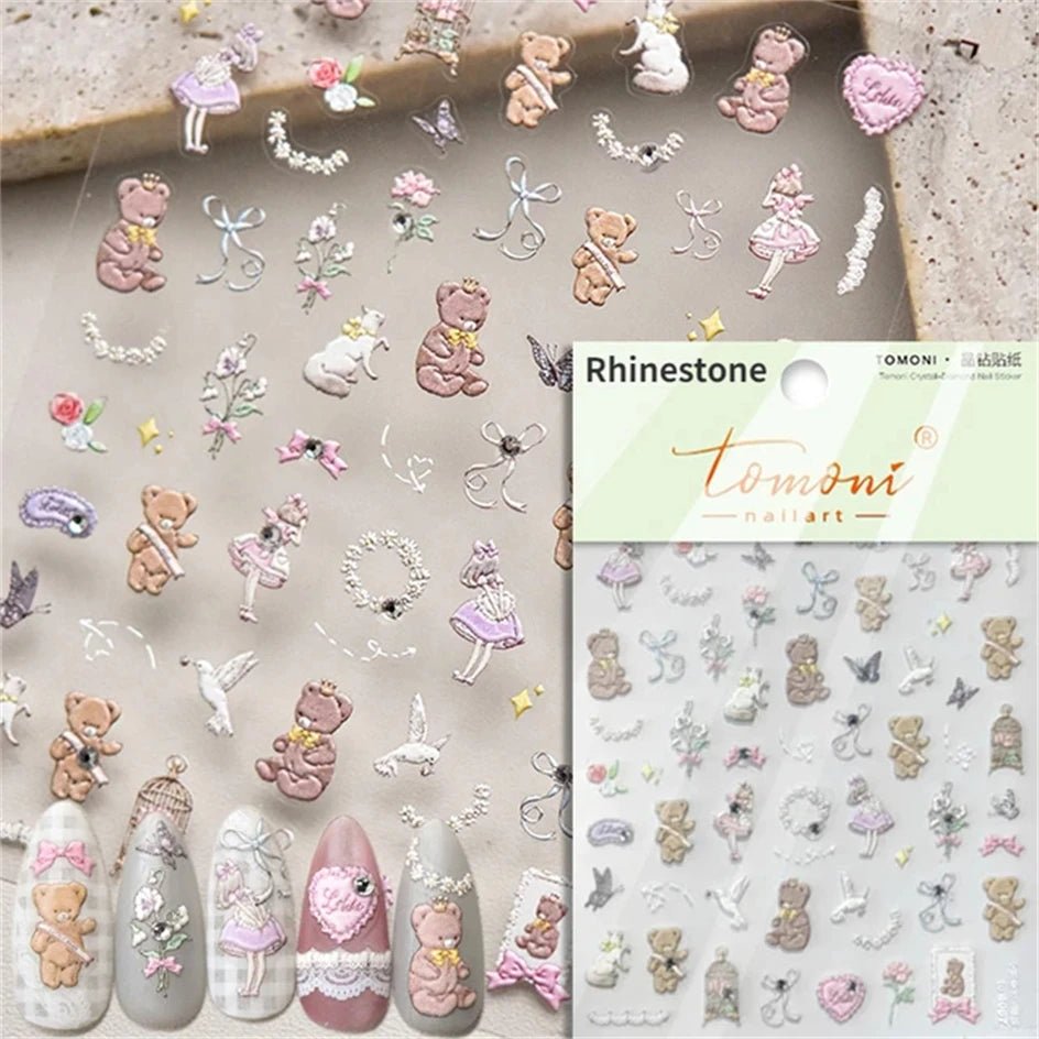 White Halo Dyeing Cat Face Cup Black Orange Toy Umbrella Love Heart Kitty Cake Embossed Relief Nail Art Stickers Manicure Decals - Paola Center