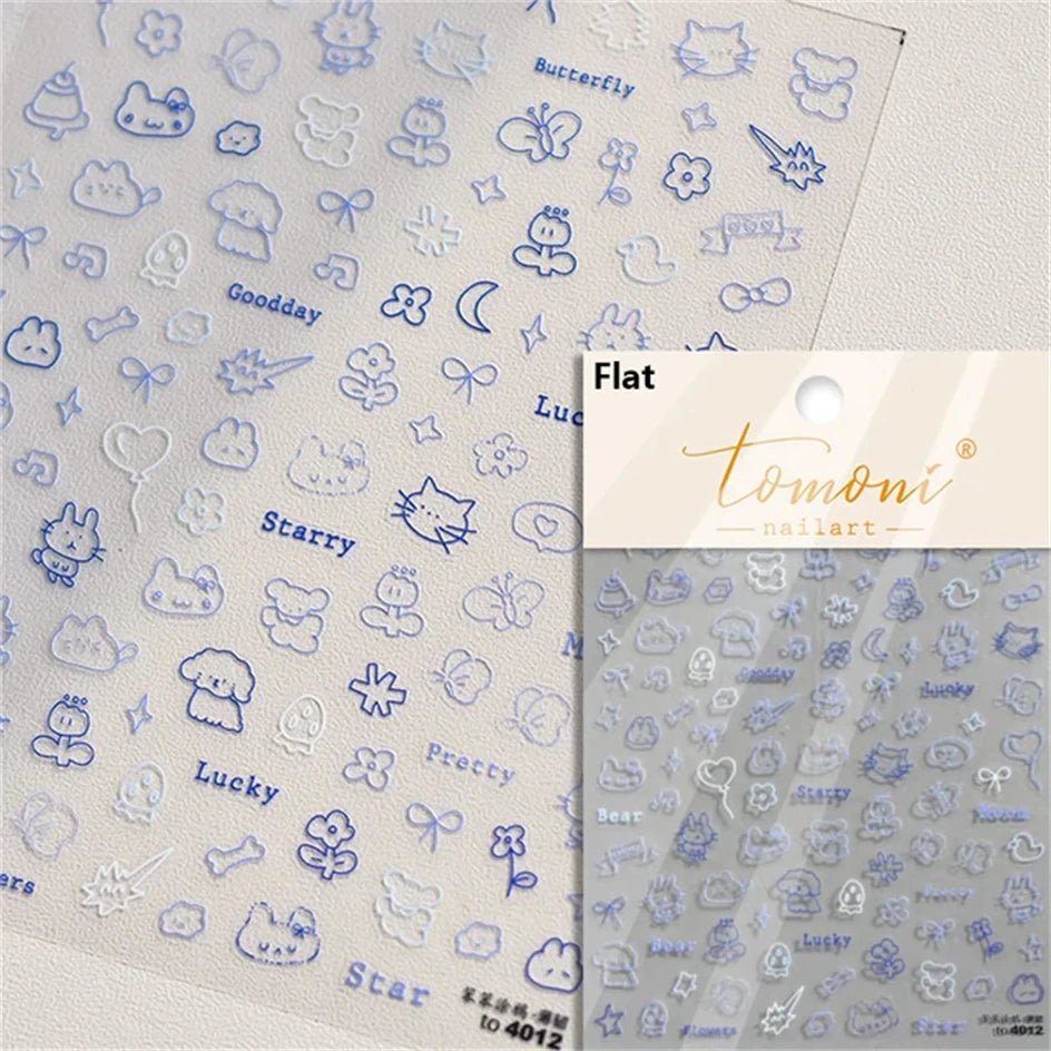 White Halo Dyeing Cat Face Cup Black Orange Toy Umbrella Love Heart Kitty Cake Embossed Relief Nail Art Stickers Manicure Decals - Paola Center