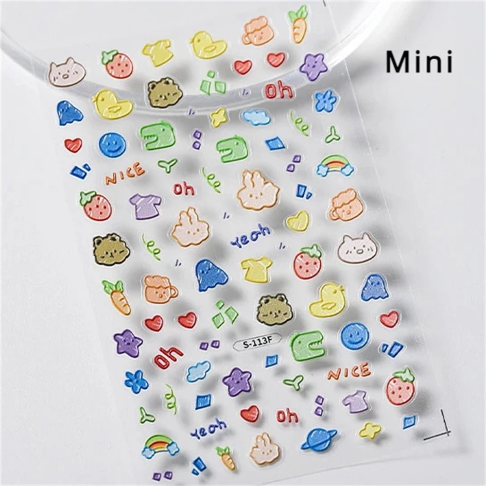 White Halo Dyeing Cat Face Cup Black Orange Toy Umbrella Love Heart Kitty Cake Embossed Relief Nail Art Stickers Manicure Decals - Paola Center