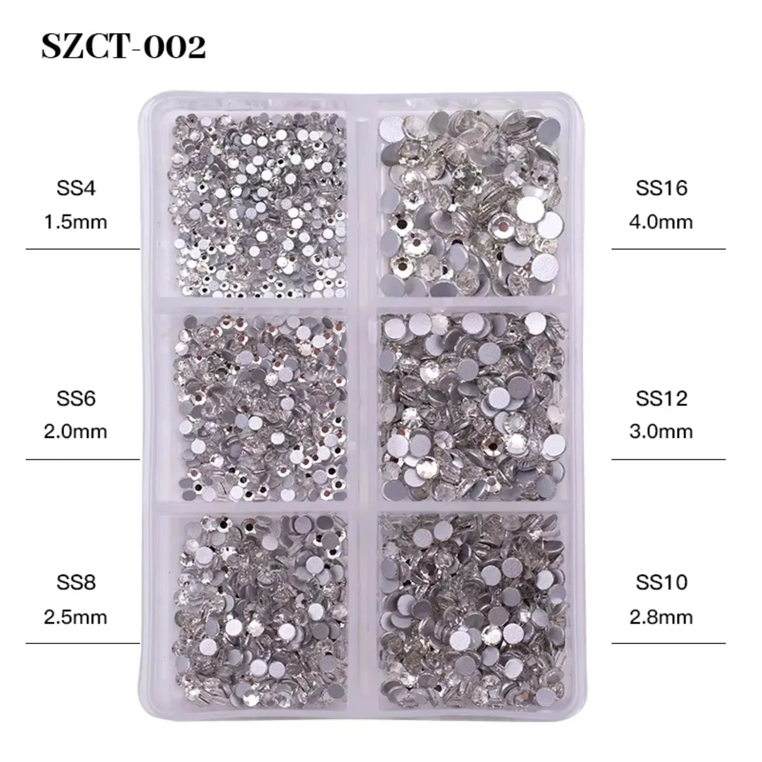 Wholesale 6 Grid Nail Rhinestones Kit Round Crystals Multi Shapes Glass Nail Rhinestones And Nail Charm - Paola Center